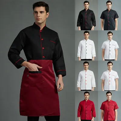 Men Women Kitchen Wear Waiter Bakery Uniform Chef Restaurant Jacket Chef Coat • £3.44