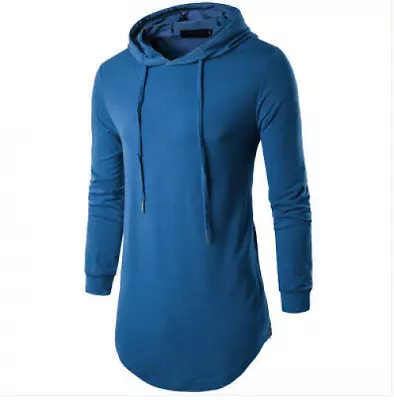 Mens Long Sleeve T Shirt Hooded Slim Fit Hoodie Hipster Hip Hop Casual Tee Tops • $25.02