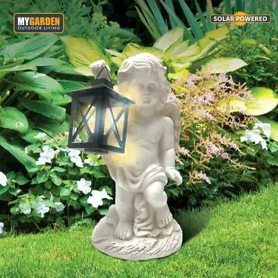 Garden Angel With Lantern Solar LED Light Decorative Ornament Secret Gift Resin • £9.95