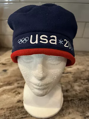 Vintage ROOTS 2002 Winter Olympics USA Team Beanie Fleece Beret Adjustable OS • $11.96