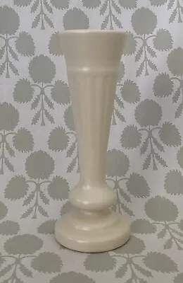 Vintage Haeger Stoneware Pottery Footed Trumpet Vase Cream White Ceramic #3967 • $17.99