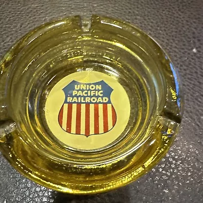 Union Pacific Railroad Amber Color Glass Ashtray • $9.99