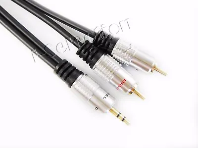 Stereo 3.5mm Aux Jack To 2 RCA Subwoofer Cable Y Splitter Gold Plated 1m 1.5m • $11.99