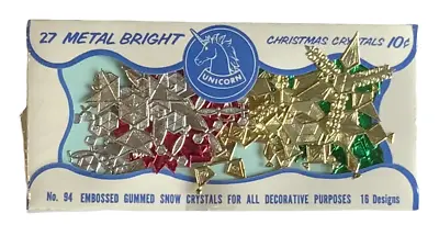 $59.54 • Buy VINTAGE Christmas Stickers 27 Metal Bright Snow Drops Snowflakes NEW SEALED