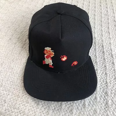 Super Mario Bros Fire Mario Baseball Cap/ Hat Brimmed Nintendo Black Snapback • $11.99