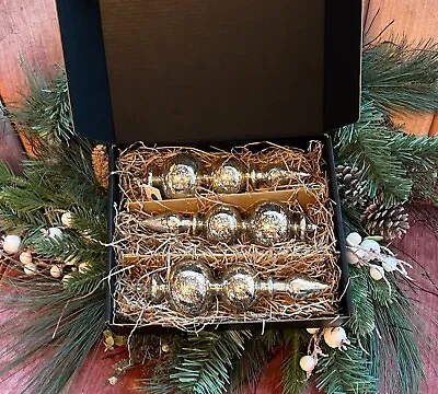 Silver Mercury Glass Finial Ornaments Set Of Three Christmas • $31