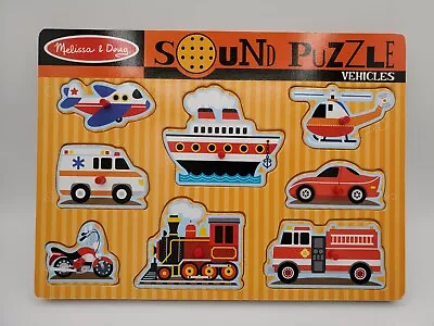 Melissa & Doug Sound Wooden Puzzle Vehicles - Tested - Complete & Sounds Work • $14.99