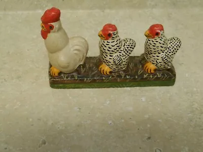 Vaillancourt Folk Art Rooster & Hens Figurine Collectible Chalkware 1997 # 6 • $150