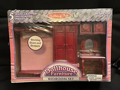 Melissa/Doug 1:12 Scale Dollhouse Furniture Bedroom 5pc Set Hand Crafted Wood • $45
