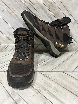 Merrell West Rim Men Brown Leather Waterproof Hiking Mid Boots J135557 Size 12 • $49.77