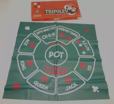 Tripoley Rummy Royal Poker Card Board Game Vinyl +Chips Vintage 1957 27 X26  USA • $35.95