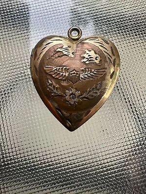 Vintage Engraved WWII Pilots Wing Heart Gold Filled Locket Pendant • $38.75