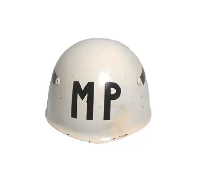 Vintage Metal MP Military Police Off-White Helmet With Leather Liner • $69.89