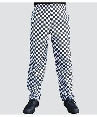 Dennys Unisex Chefs Trousers Black White Check - All Sizes • £10.99