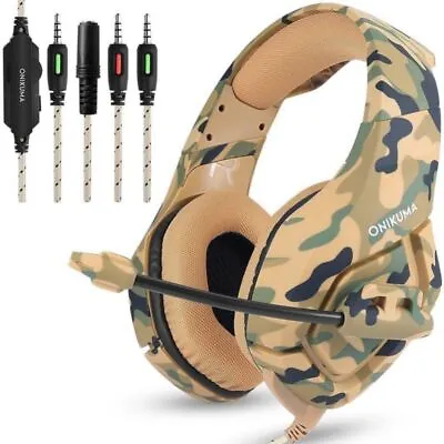 $32.99 • Buy 3.5mm Gaming Headset Mic LED Headphones Stereo-Bass Surround For PC PS4 Xbox One