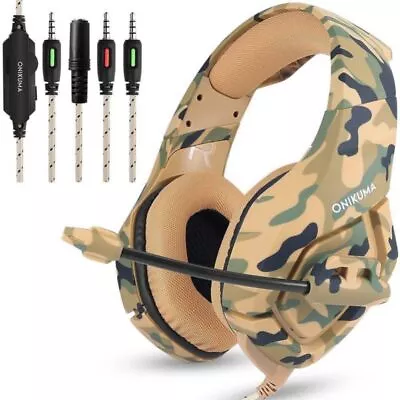 $32.99 • Buy 3.5mm Gaming Headset Mic LED Headphones Stereo-Bass Surround For PC PS4 Xbox One