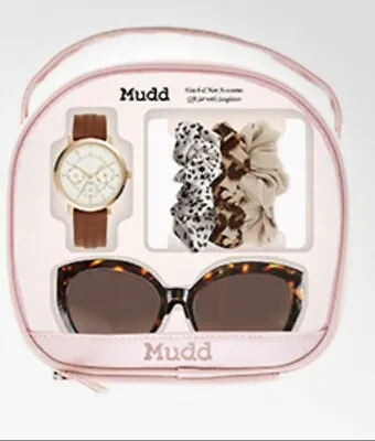 Mudd Brand Ladies Wrist Watch Hair Accessories Sunglasses Gift Set In Case • $29.99