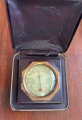 Vintage Rochester Room Thermometer Health In Box Bronze Tone • $34.99