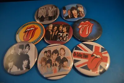 Lot Of 8 ROLLING STONES BUTTONS Pinback Pin Badge Classic ROCK MUSIC 2 1/4  NEW! • $13.99