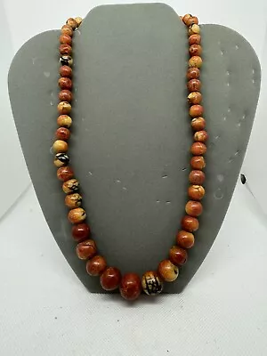 Vintage BOHO Style Graduating Wood Bead 18 Inch Necklace • $20