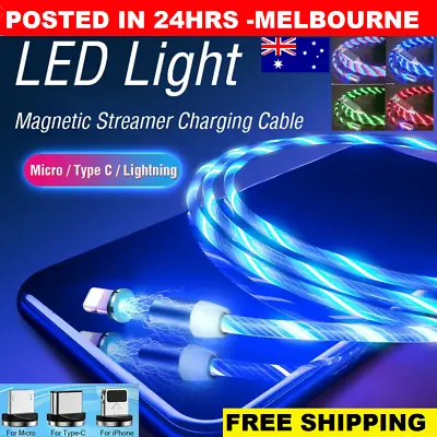 $4.95 • Buy 1m 2m USB- C TYPE C GLOW LED LIGHT FLASHING RGB CORD CHARGING CABLE MICRO USB 
