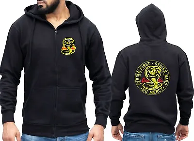 Cobra Kai Zipped Hoodie Karate Kid Retro MMA Tv Martial Arts Zip Hooded Jumper • $30.25