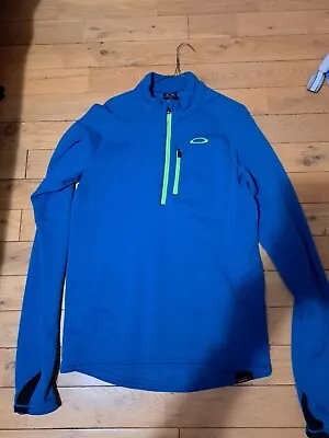 Oakley Mens Jacket Medium Blue 1/4 Zip Fleece Polartec Power Stretch Dropcut MTB • $24.99