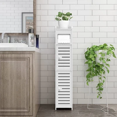 $32.90 • Buy Bathroom Storage Cabinet Floor Standing Toilet Paper Organizer Shelves With Door