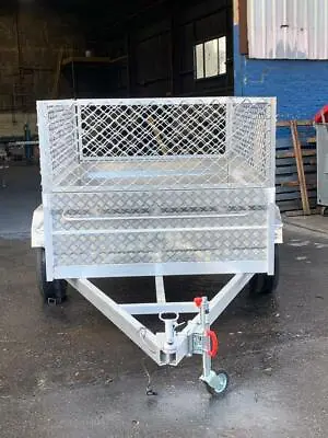 7x5 High Side Aluminum Box Trailer + Cage Free 1 Year Private Rego + Spare Wheel • $3850
