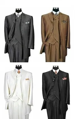 Men's 3 Piece Luxurious Suits Herring Bone Striped Suit Gray Black Cream 38R~60R • $96.99