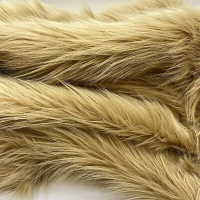 Beige Mohair Shaggy Faux Fur Fabric By The Yard ( Long Pile ) 60  Wide • $23.99