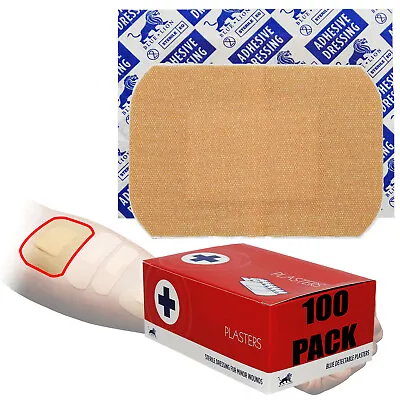 100 Pack Blue Lion 7.5cm X 5.1cm Large Fabric ZO CE Premium Medical Plasters • £8.49