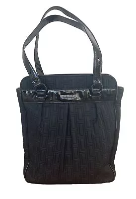 Vera Bradley Quilted Shoulder Bag Black Book Tote Laptop Bag Patent Trim • $39.99