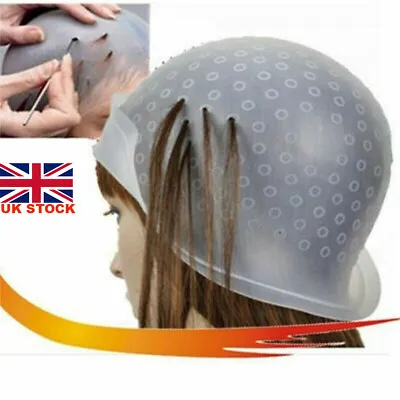Silicone Dye Hat Reusable Cap For Hair Color Highlighting Hairdressing W/ Needle • £4.99