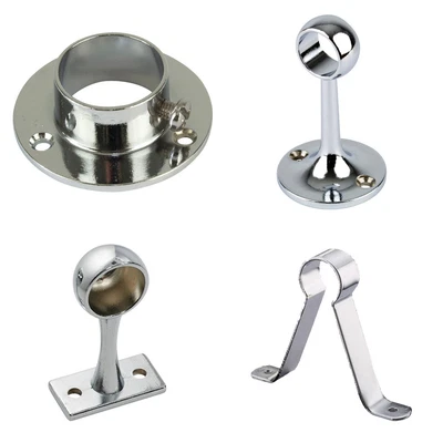 £2.60 • Buy Chrome Tube Fittings Wardrobe Rail Hanging End Centre Brackets Ward 19mm 25mm
