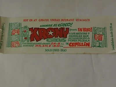 VINTAGE Vamos Al Circo KRONY Presenta EN VIVO De Cepillin Window Pole Wrap Sign • $14.95