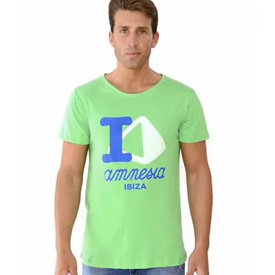 Amnesia Ibiza Club Love Men's T-shirt Lime GREEN Pyramid Logo RRP £50 OFFICIAL  • $28.58