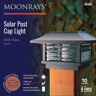 (1)-Moonrays Black LED Solar Post Cap With Ribbed Glass Lens. Model: 26469 • $29.99