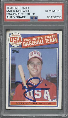 1985 Topps #401 Mark McGwire Autograph RC Rookie Gem Mint PSA DNA 10 Auto • $20.56