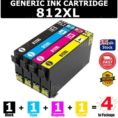 $58.30 • Buy 4x Generic 812XL 812 XL Ink Cartridge For EPSON WF7830 WF7840 7845 WF4830 WF3820