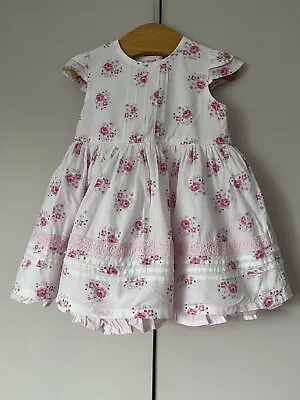 Baby Girl Age 6-9 Months Dress Pretty Floral Print Fully Lined Frilly Cotton • £3.50