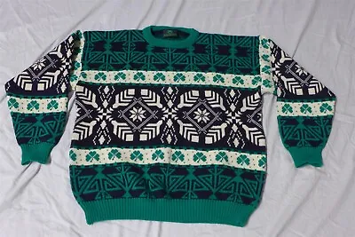 Emerald Isle IRISH/ST. PATRICK'S DAY/SHAMROCK Knit Acrylic Fair Isle Sweater - L • $19.99