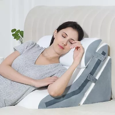 Bed Wedge Pillow For Sleeping 3PCS 20-in-1 Adjustable Memory Foam Wedge Pillow • $50.34