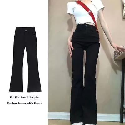 Korean Slimming Flare Pants For Women High Waisted Black Korean Trousers • $40.17