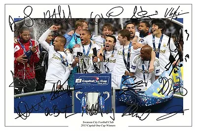 Swansea City Squad Capital One Cup Final Signed Photo Autograph Print Michu • £6.90