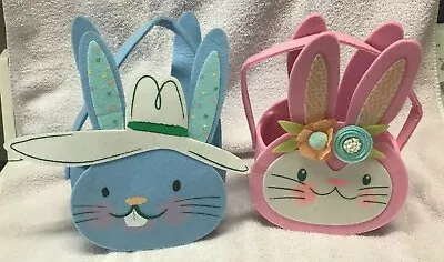 $9.95 • Buy Lot Of 2 Spritz Felt Easter Bunny Baskets Blue & Pink New Unused!