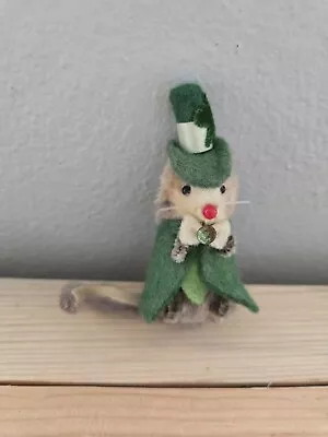 Vintage St. Patricks Day Mouse Real Fur Little Mouse Handmade  • $34