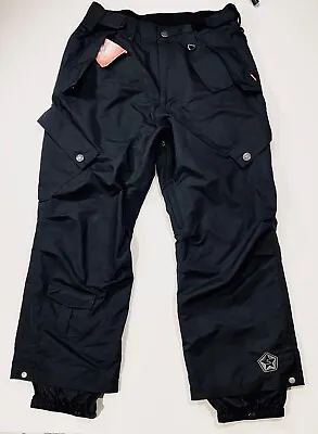 Sessions Terrain Men Sz Small Black Pants Cargo Snowboard Ski Snow Waterproof • $43