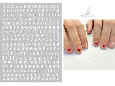 Nail Art Sticker Transfers Adhesive White English Upper And Lower Case Letter • £2.45