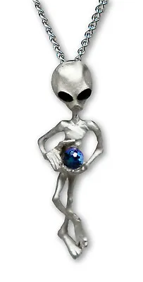 Alien Holding Faceted Crystal Ball Silver Finish Pewter Pendant Necklace NK-247 • $12.99